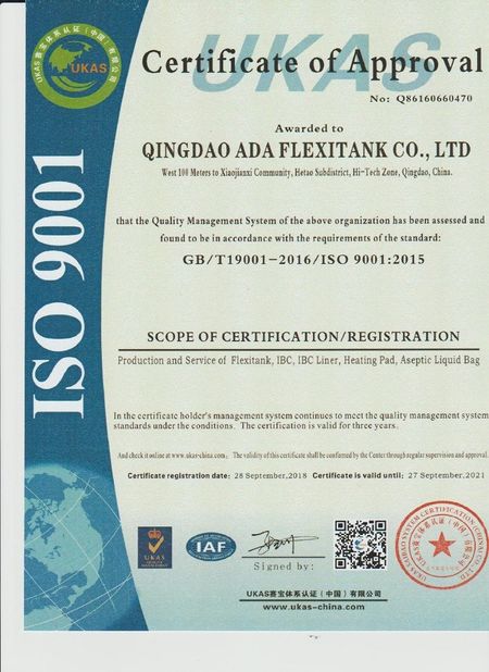 الصين Qingdao ADA Flexitank Co., Ltd الشهادات